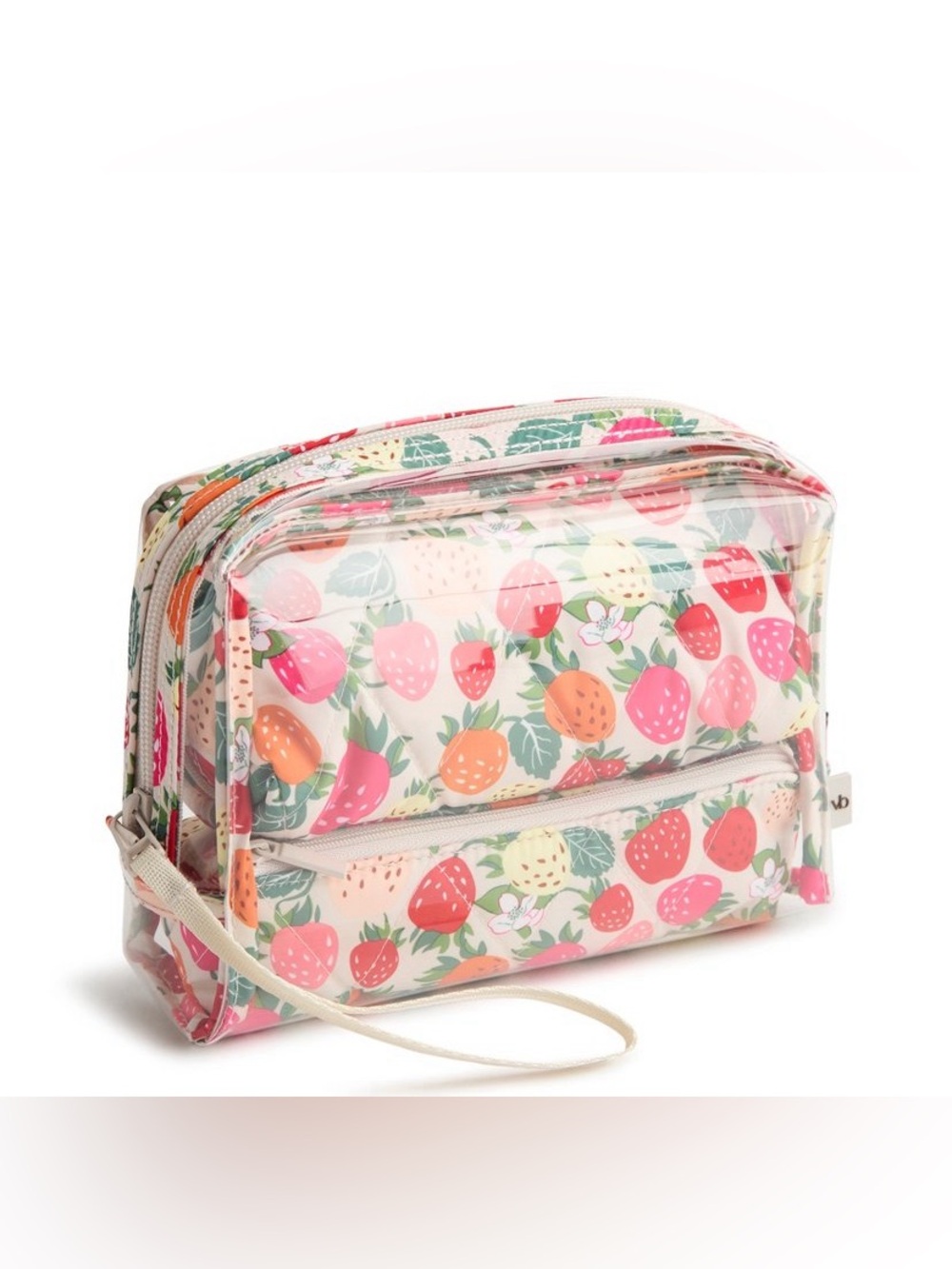 Vera Bradley 3 piece Makeup Cosmetic Pouch Travel Bushels of berries strawberry